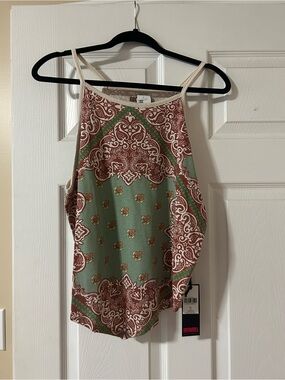 Rock & Roll Cowgirl Green and Brown Paisley Halter Cami